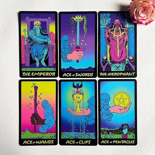 Jrskvaro Colorful Neon Tarot Cards Deck with Guidebook for Beginners | 78 Classic Cards & Meanings thumbnail 4