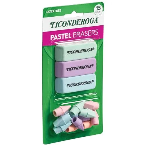 Ticonderoga Pastel Erasers 15 Count | Non-Tearing Latex-Free Office & School Supplies thumbnail 5