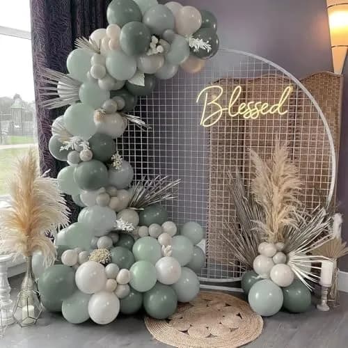PartyWoo Dusty Green Balloons 140pcs Sage Olive Eucalyptus Green Boho Neutral Balloon Arch Kit 18 12 10 5 Inch | Jungle Woodland Theme Birthday Party Decorations thumbnail 6