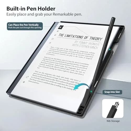 TiMOVO Case for Remarkable 2 10.3" 2020 with Pen Slot, Gray | Lightweight Hard Back Shell, Protective Book Folio Cover thumbnail 3