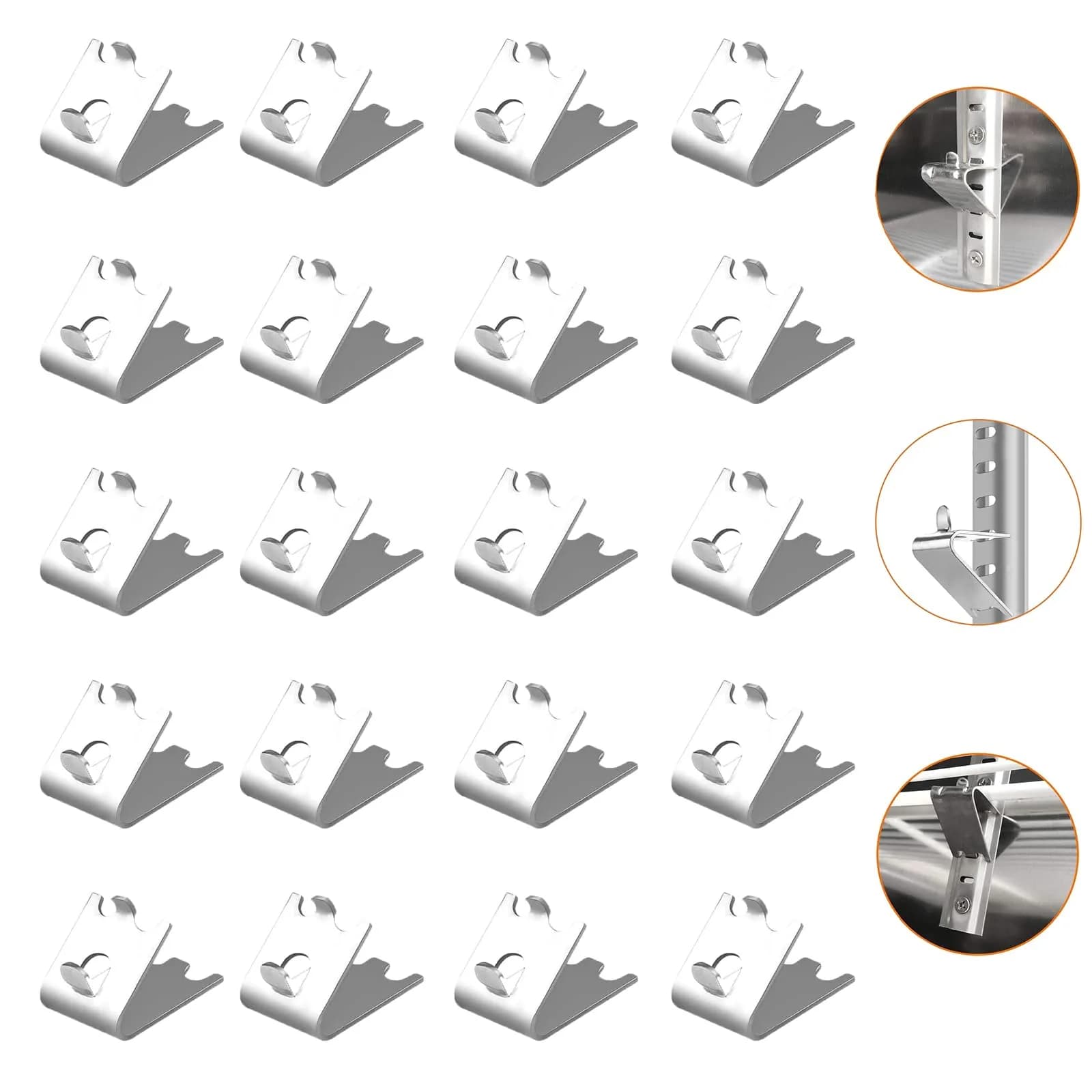 LOONGYOON 20 Pack Freezer Shelf Clips 28mm (1.10") | Stainless Steel Fridge Cooler Shelf Support Clips