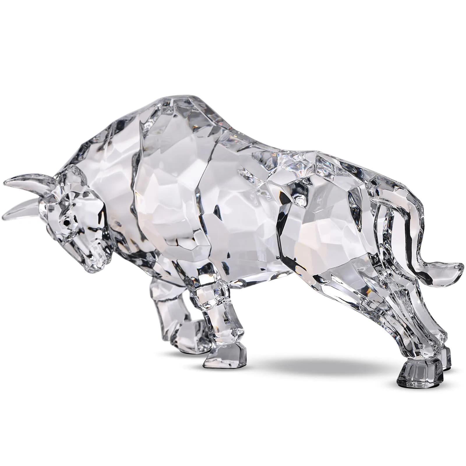 VylbCove White Figurine 8.77in Acrylic Wall Street Bull Sculpture | Prosperity & Strength Decor - main product image