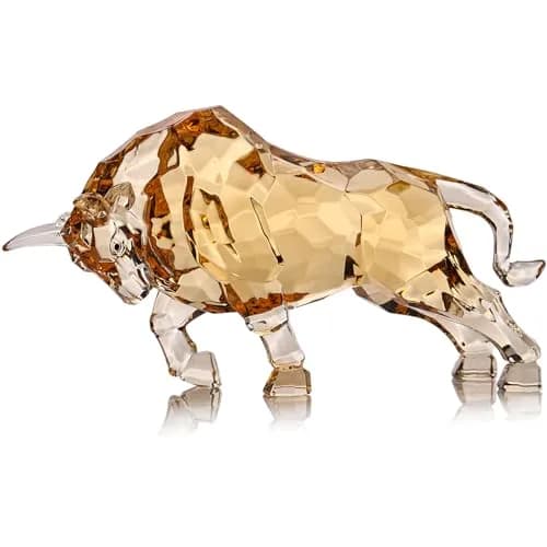 VylbCove Gold Figurine Wall Street Bull Statue 8.77 x 2.99 x 4.25 in | Acrylic Stock Market Charging Bull thumbnail 1