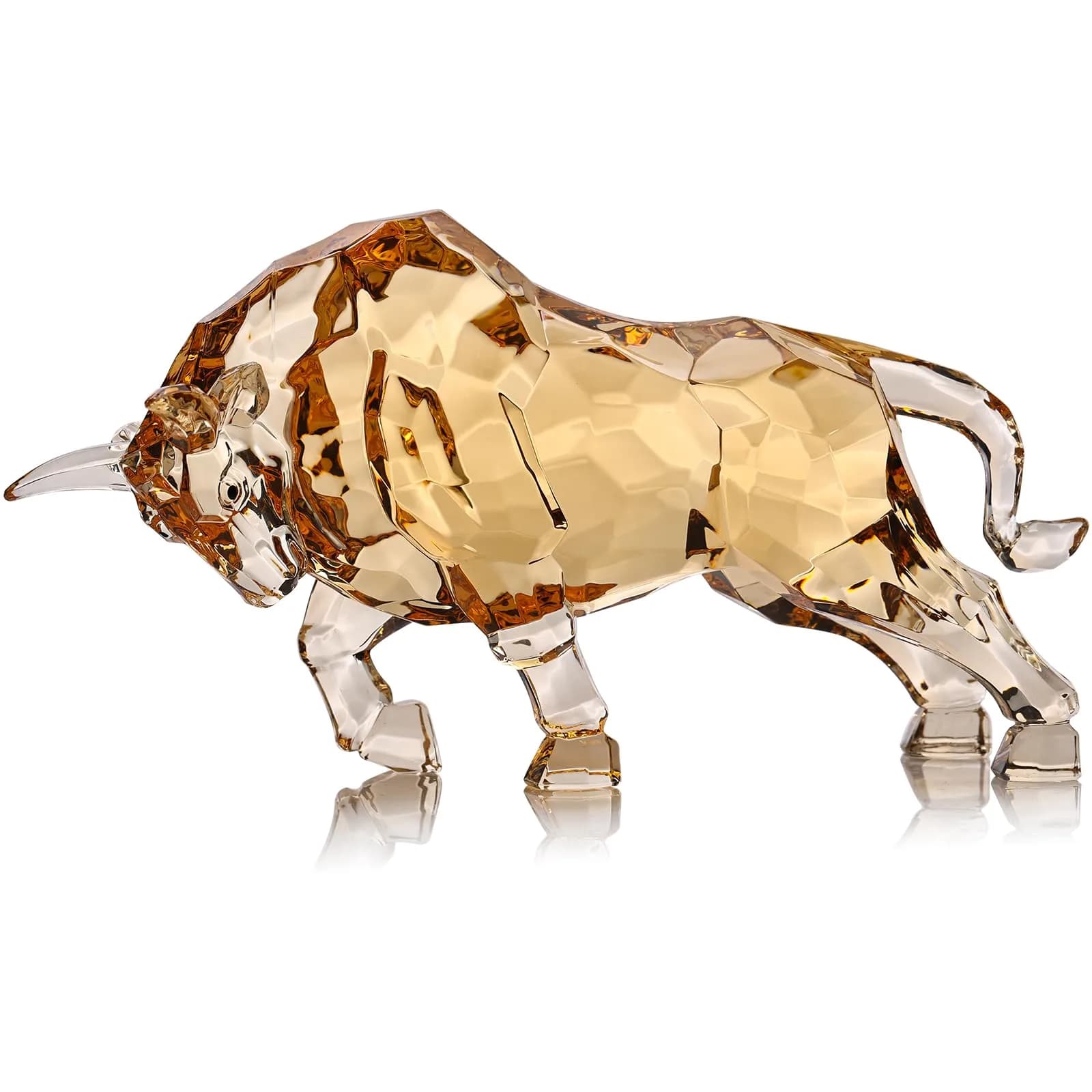 VylbCove White Figurine 8.77in Acrylic Wall Street Bull Sculpture | Prosperity & Strength Decor — Gold