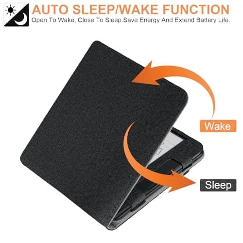 Vakarey Kobo Libra Colour Case with Pen Holder | Sleep Cover with Multi-Angle Support & Hand Strap (7 Inch, Black) thumbnail 4