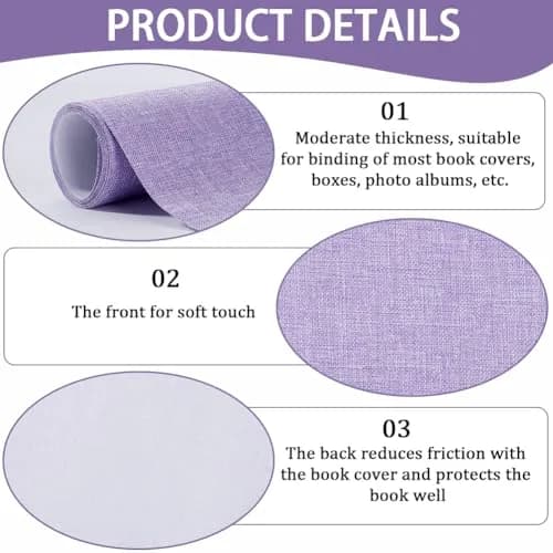 CRASPIRE Linen Book Cloth Light Purple Lilac | Vintage Bookbinding Fabric for DIY & Archival Use thumbnail 6