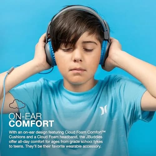 JLab JBuddies Studio 2 On-Ear Kids Wired Headphones | Kid Safe, Volume Limiter, Adjustable, Noise Isolation thumbnail 2