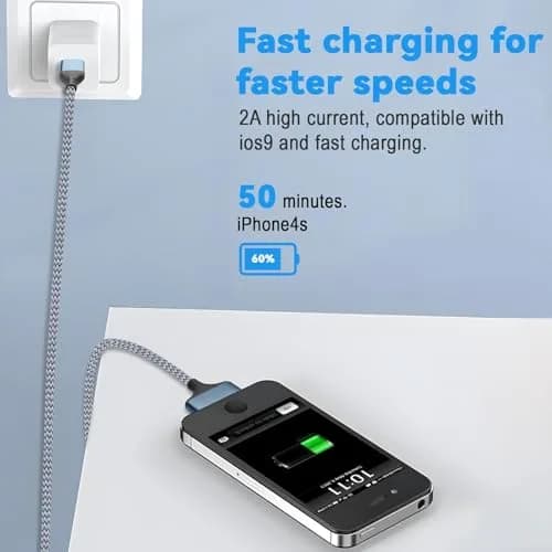 LBSC USB to 30 Pin Charger Cable Compatible with iPhone 4/4s/3G/3GS, iPad 1/2/3, iPod Classic & Nano, Nylon Braided, 3.3ft thumbnail 4