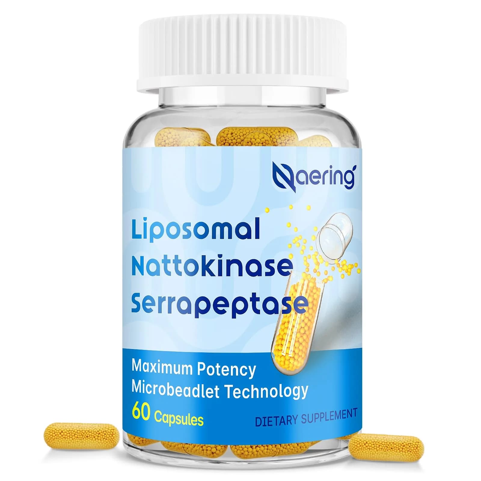 Naering Liposomal Nattokinase 12,000 FU Serrapeptase 360,000 SPU | Advanced Enzyme Supplement for Wellness — Yellow