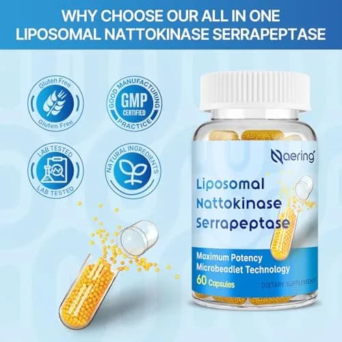 Naering Liposomal Nattokinase 12,000 FU Serrapeptase 360,000 SPU | Advanced Enzyme Supplement for Wellness thumbnail 6