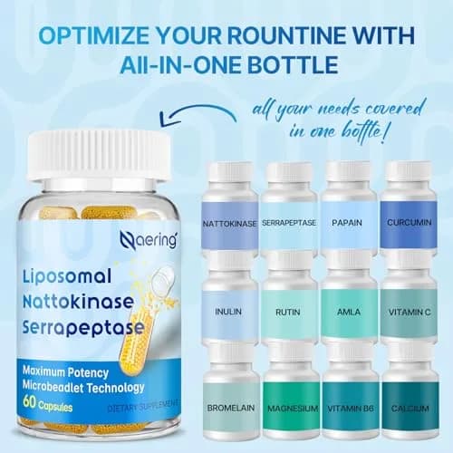 Naering Liposomal Nattokinase 12,000 FU Serrapeptase 360,000 SPU | Advanced Enzyme Supplement for Wellness thumbnail 3