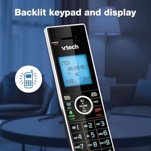 VTech DS6771-2 Cordless Phone with Answering Machine & Bluetooth Headset | Silver/Black (Handset + Headset) thumbnail 5