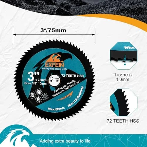EXFEIN 3 Inch Circular Saw Blade Set 4pcs for Cutting Tile Glass Soft Metal Wood Plastic Diamond Disc | Versatile & Durable thumbnail 3