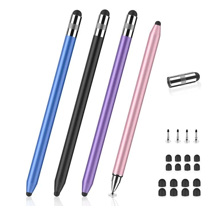 MEKO 3-in-1 Universal Stylus Pen for Touchscreens, 4-Pack (Black/Blue/Rose Gold/Purple) | High Sensitivity & Replaceable Tips thumbnail 2