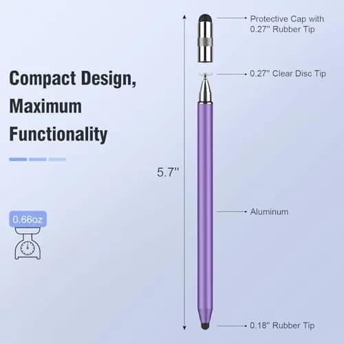 MEKO 3-in-1 Universal Stylus Pen for Touchscreens, 4-Pack (Black/Blue/Rose Gold/Purple) | High Sensitivity & Replaceable Tips thumbnail 5