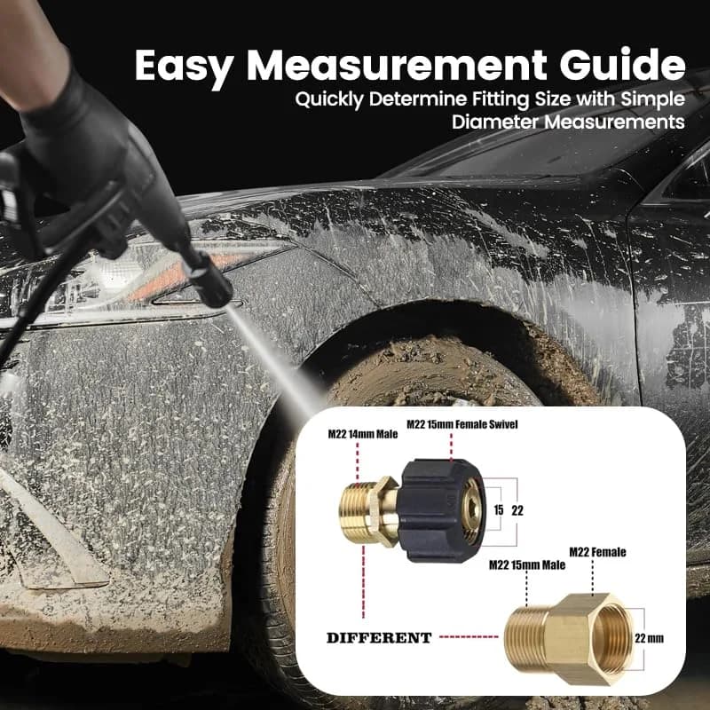 YAFIYGI Pressure Washer Adapter M22 15mm to 14mm | Heavy-Duty Brass, 4500 PSI, Quick Connect thumbnail 10
