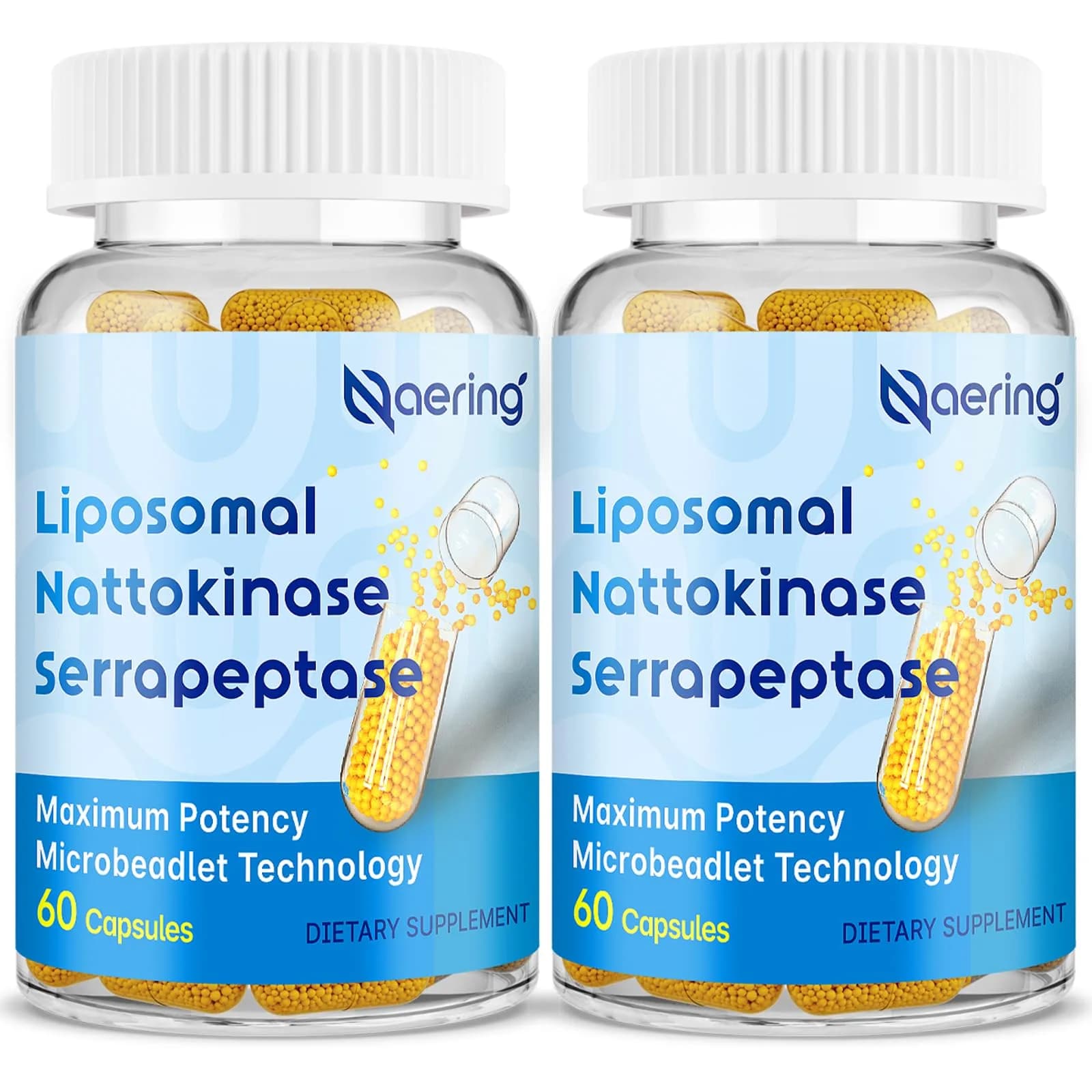 Naering Liposomal Nattokinase 12,000 FU Serrapeptase 360,000 SPU | Vegan, Gluten-Free, 60 Count - main product image