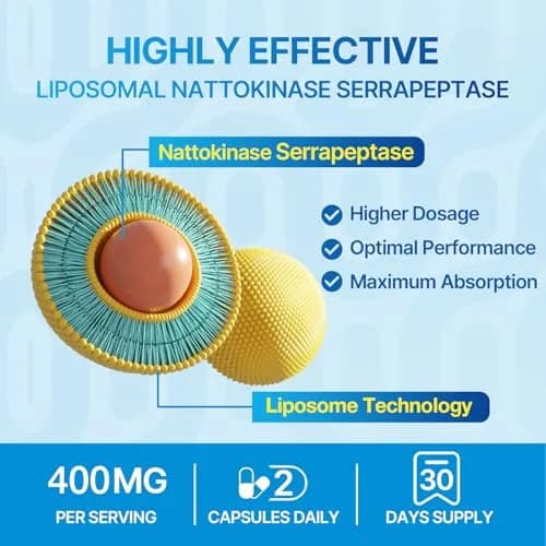 Naering Liposomal Nattokinase 12,000 FU Serrapeptase 360,000 SPU | Vegan, Gluten-Free, 60 Count thumbnail 4