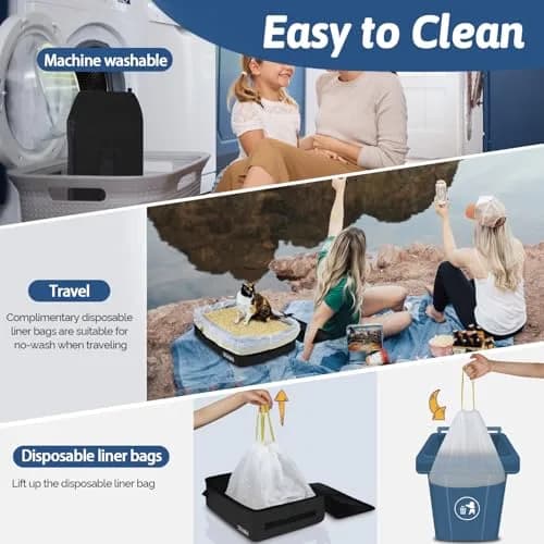 Petskd Portable Cat Travel Litter Box with Lid, Black 50cm x 38cm x 15cm | Leakproof & Odor-Preventing for Travel thumbnail 5