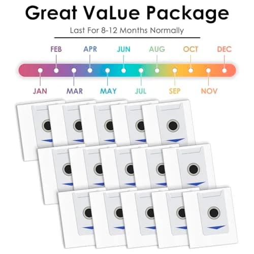 CHAIN PEAK 15 Pack M12 Pro+ Replacement Dust Bags for Yeedi M12 Pro+, ECOVACS DEEBOT T30 Omni/T30 Pro Omni Robot Vacuum, Activated Carbon Filter, 0.52 kg (1.15 lb) thumbnail 4