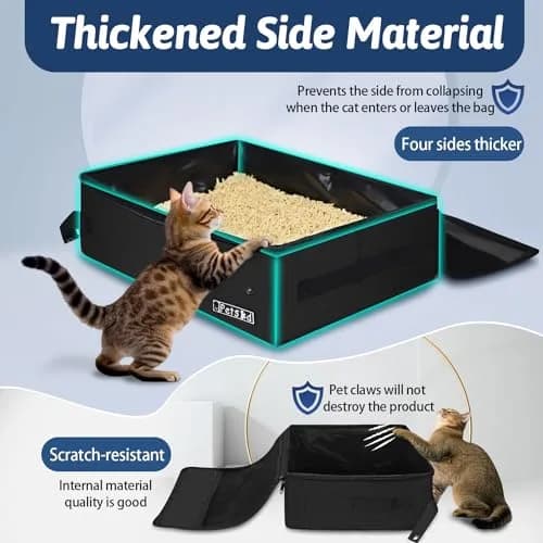 Petskd Portable Cat Travel Litter Box with Lid, Black | Leakproof & Lightweight for Travel thumbnail 4