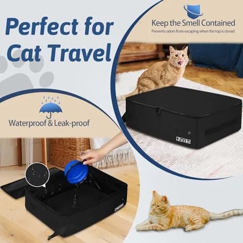 Petskd Portable Cat Travel Litter Box with Lid, Black | Leakproof & Lightweight for Travel thumbnail 3
