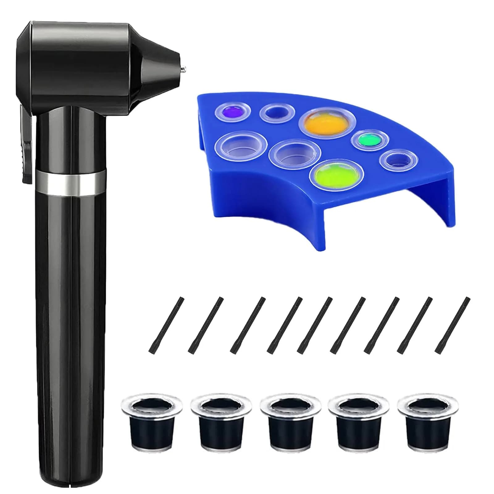 TONBAO Tattoo Ink Mixer Machine Professional Kit with 150 Ink Cups & Holder, 50 Mixing Sticks (Black Mixer, 4.6 x 12.9 cm)