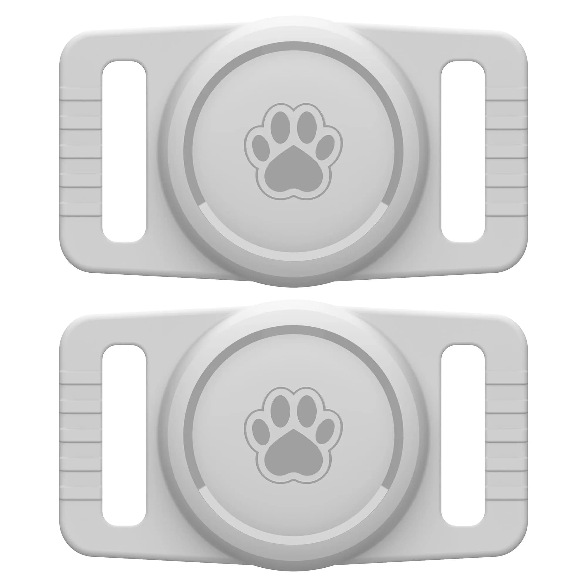 GOCII Airtag Dog Collar Holder 2 Pack, Light Gray | Waterproof Silicone AirTag Case for Dog Collars (Gen 1 & 2)