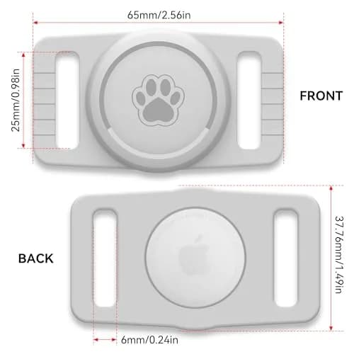 GOCII Airtag Dog Collar Holder 2 Pack, Light Gray | Waterproof Silicone AirTag Case for Dog Collars (Gen 1 & 2) thumbnail 4