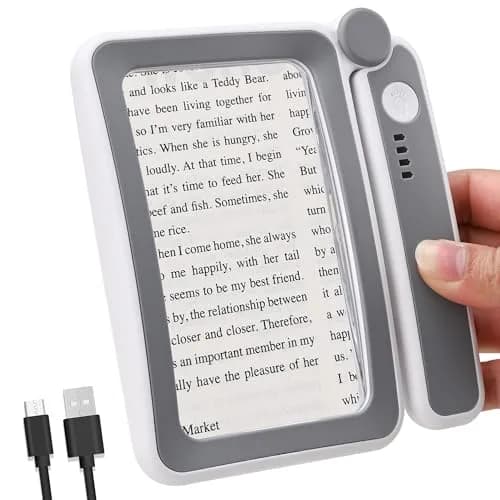 TECHSHARE 4X Rechargeable Magnifying Glass with Light, 108x63mm (4.2x2.4 in) | 4X Magnification with 10 LEDs thumbnail 1