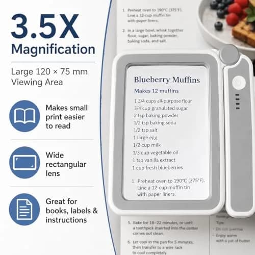 TECHSHARE 4X Rechargeable Magnifying Glass with Light, 108x63mm (4.2x2.4 in) | 4X Magnification with 10 LEDs thumbnail 2