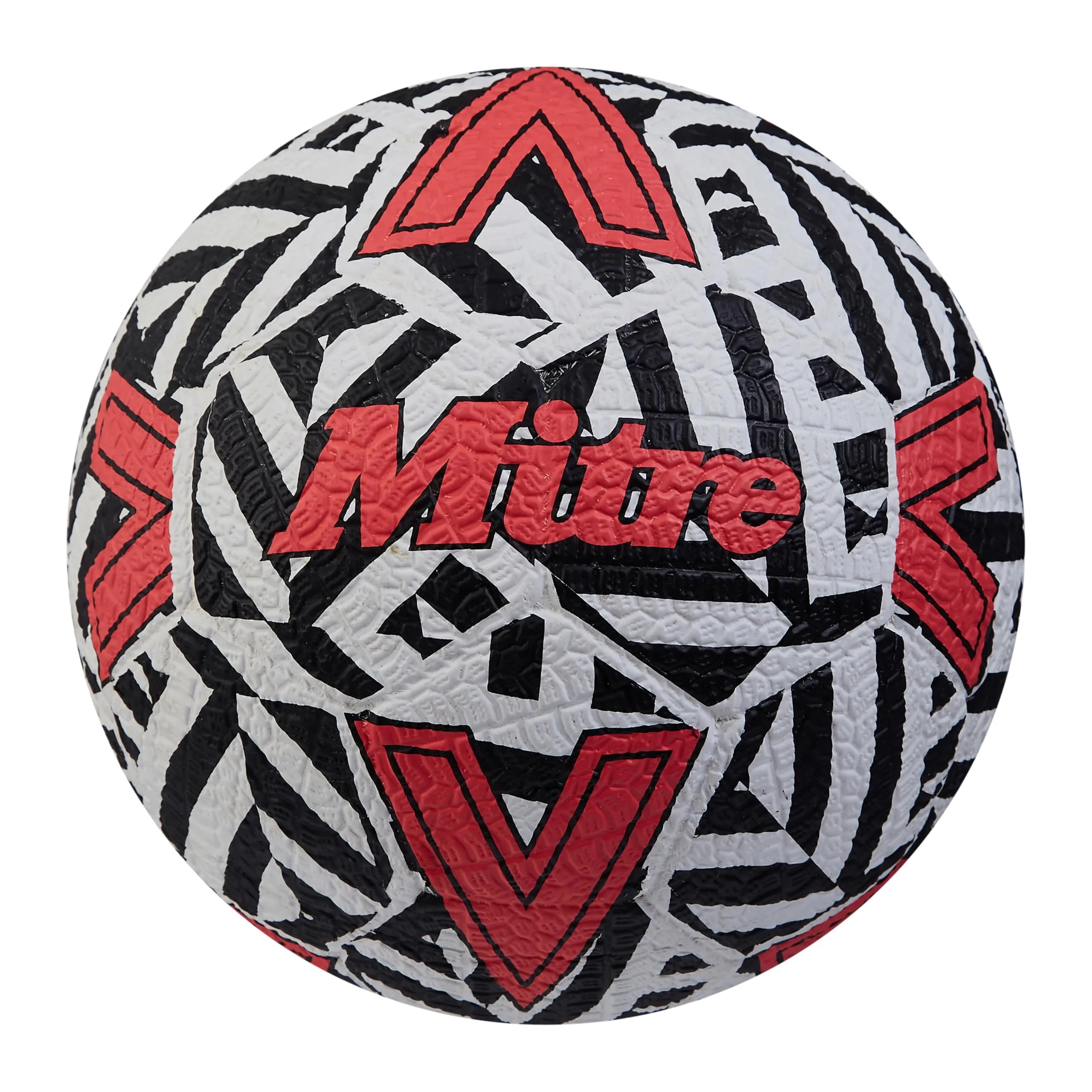 Mitre Recreation Soccer Ball 5 | Heavy-Duty Street Soccer Ball with 32-Panel Stitching — Street Soccer - White/Black/Red