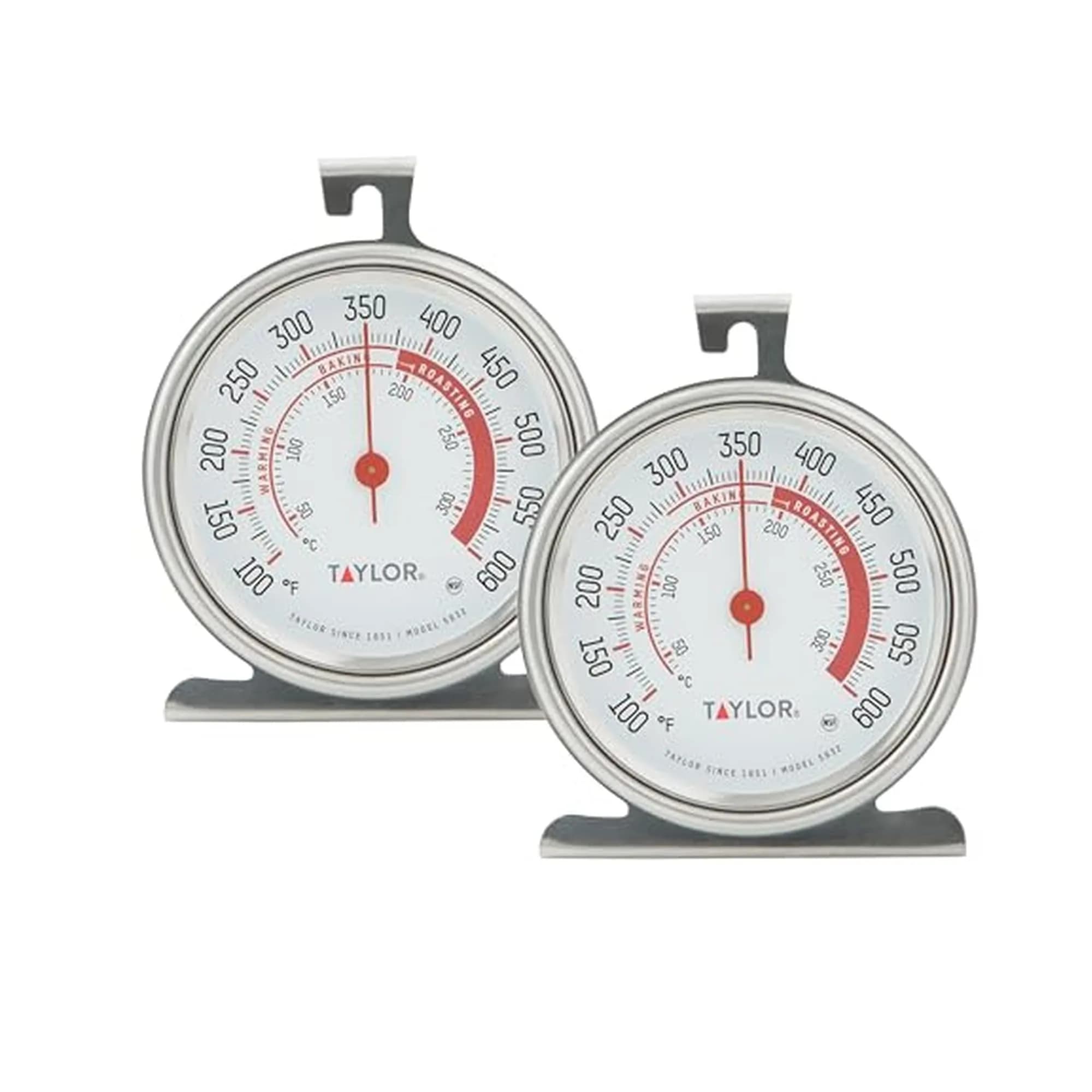 Taylor Large Dial Oven Thermometer 2-Pack, 3.25 Inch Stainless Steel | Measures 100°F-600°F