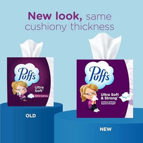 Puffs Ultra Soft Facial Tissues, 18 Cube Boxes (1008 Tissues Total) | Gentle & Strong for Allergies & Colds thumbnail 3