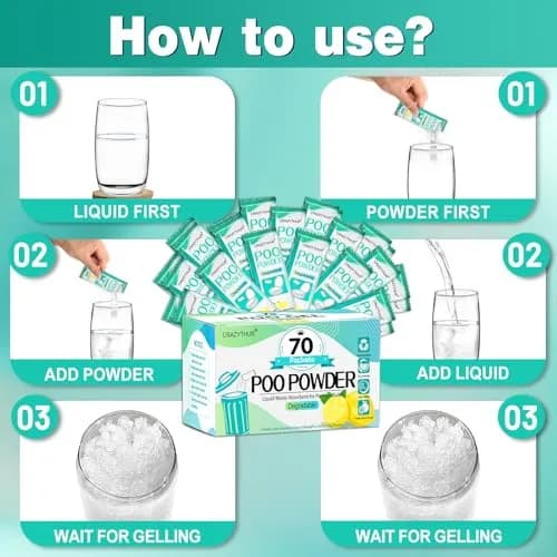 CRAZYTHUR Portable Toilet Gel Powder 70PCS Lemon Scent | Treats 650ml Urine Per Pack thumbnail 7
