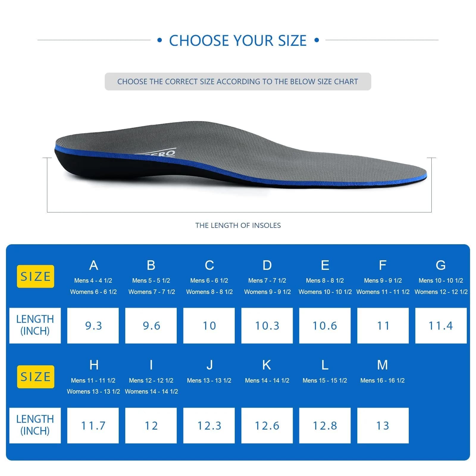 WALK·HERO Arch Support Insoles for Flat Feet, Men's Size 16-16.5 (Gray) | Orthotic Shoe Inserts thumbnail 6