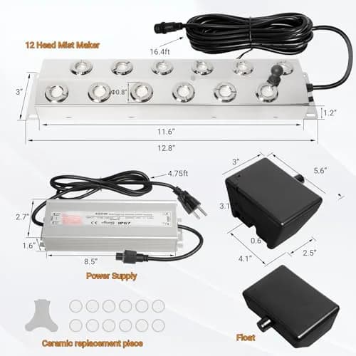 Toriexon Ultrasonic Mist Maker Fogger 12 Heads 9000ml/H | IP67 Waterproof, Stainless Steel, Outdoor Fogging thumbnail 2