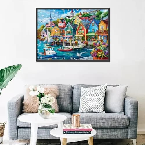 Tucocoo Colorful Seaside Town Jigsaw Puzzles 1000 Pieces for Adults 70cm x 50cm | Educational Art Puzzles for Game Nights thumbnail 4