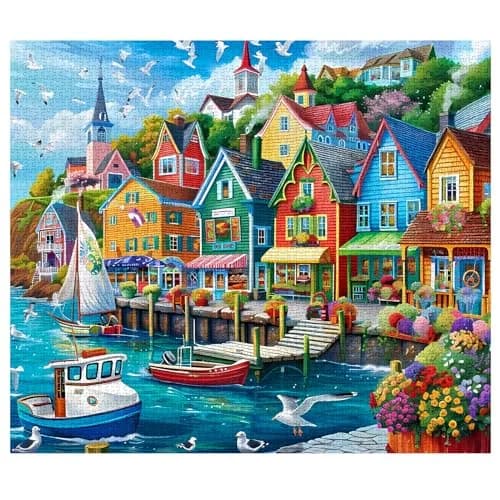 Tucocoo Colorful Seaside Town Jigsaw Puzzles 1000 Pieces for Adults 70cm x 50cm | Educational Art Puzzles for Game Nights thumbnail 2