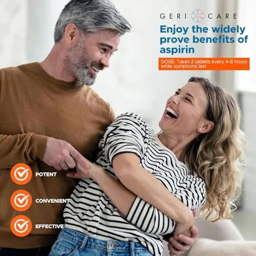 GeriCare Aspirin Tablets 325mg | Enteric Coated Pain & Fever Relief for Adults thumbnail 7