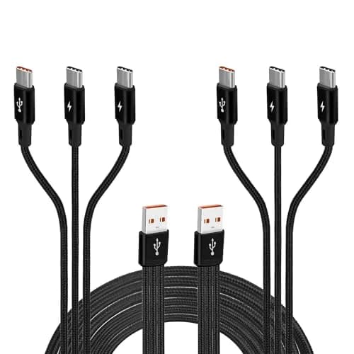 GELRHONR USB C Splitter Cable 1.2m (3.9ft) 2-Pack | 3-in-1 Nylon Braided Fast Charging Cord thumbnail 1