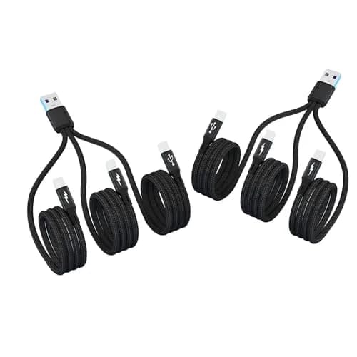 GELRHONR USB C Splitter Cable 1.2m (3.9ft) 2-Pack | 3-in-1 Nylon Braided Fast Charging Cord thumbnail 8