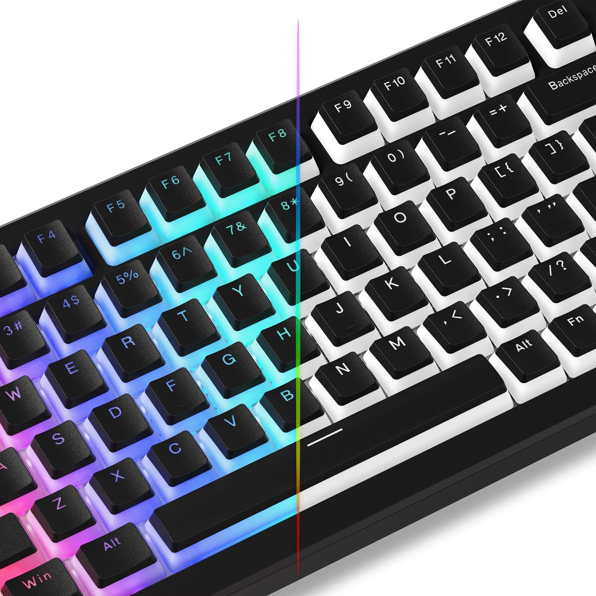 Womier Pudding Keycaps, Black PBT Shine Through Keycaps | Custom OEM Profile for MX Switches - main product image