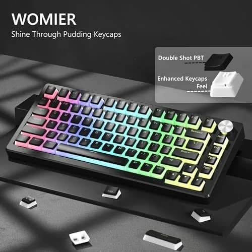 Womier Pudding Keycaps, Black PBT Shine Through Keycaps | Custom OEM Profile for MX Switches thumbnail 2