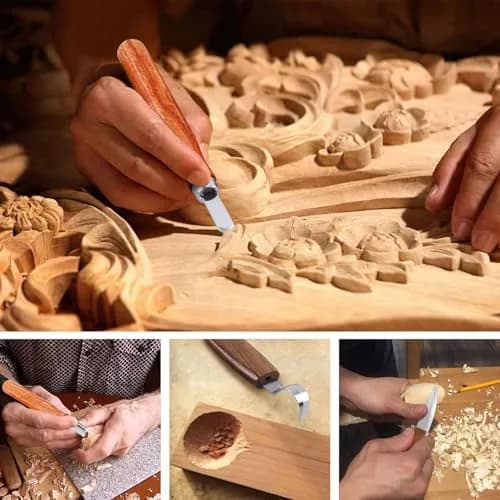 AUGSUN 17Pcs Wood Whittling Carving Tools for Beginners | Carbon Steel Blades, Ergonomic Handles, Cut-Proof Gloves Included thumbnail 6