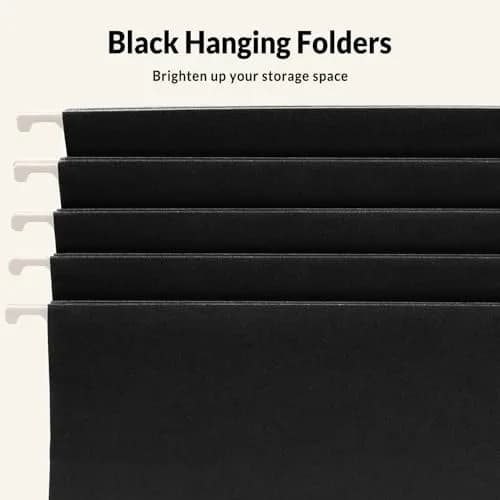 SUNEE Legal Size Hanging File Folders 25 Pack | Durable, Black, 1/5-Cut Tabs for Office & Home thumbnail 5