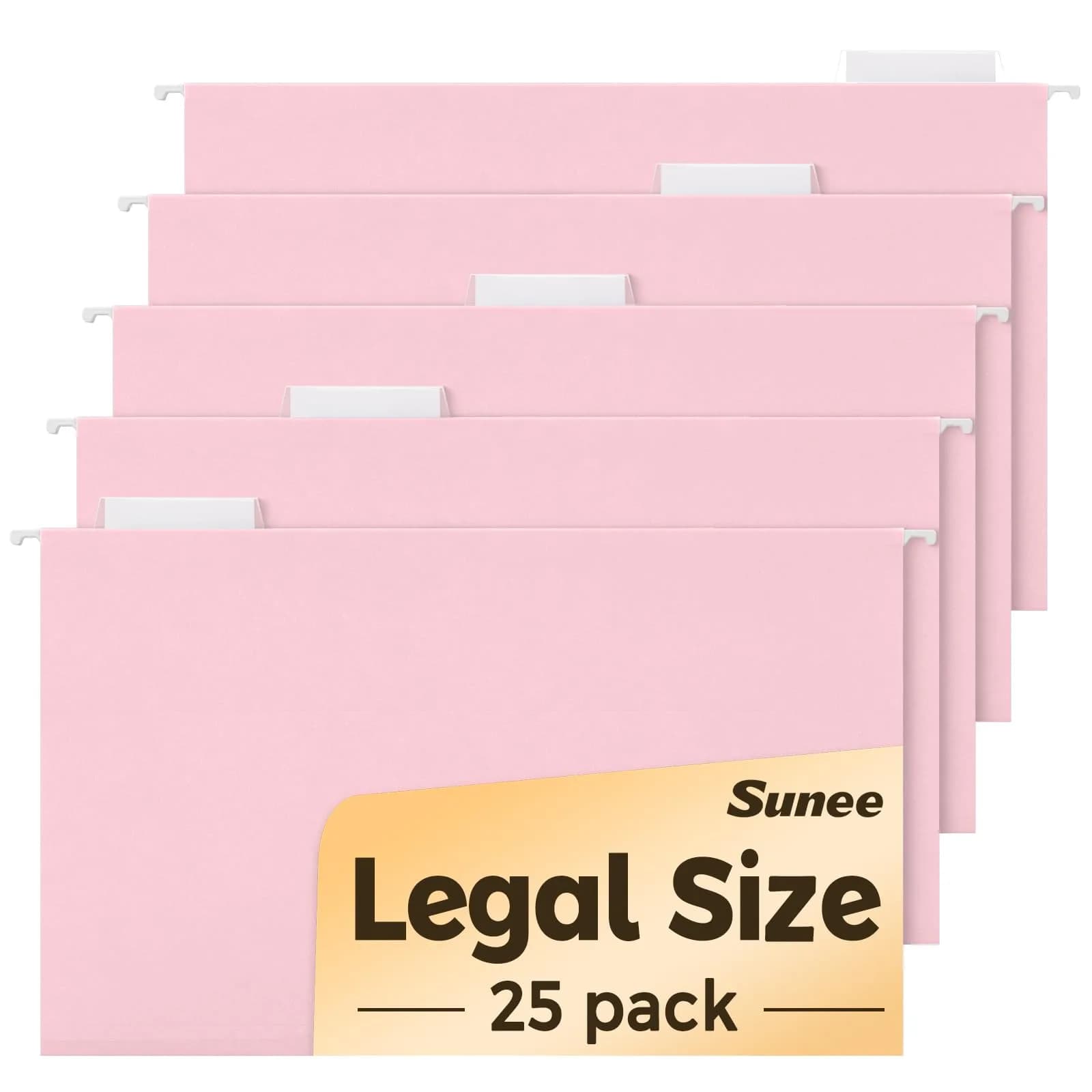 SUNEE Legal Size Hanging File Folders 9.2"x14.8" (25 Pack) | Morandi Colors, 1/5-Cut Tabs, 1" Expansion — Pink / 25