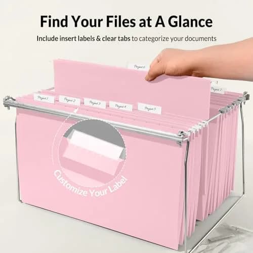 SUNEE Legal Size Hanging File Folders 9.2"x14.8" Pink 25 Pack 1/5-Cut Tabs | Stay Organized for Home and Office thumbnail 3