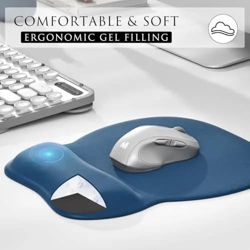 MROCO Ergonomic Mouse Pad with Gel Wrist Rest, 24cm x 20.5cm (9.4 x 8.1 in) | Smooth Lycra Surface & Non-Slip Base thumbnail 4