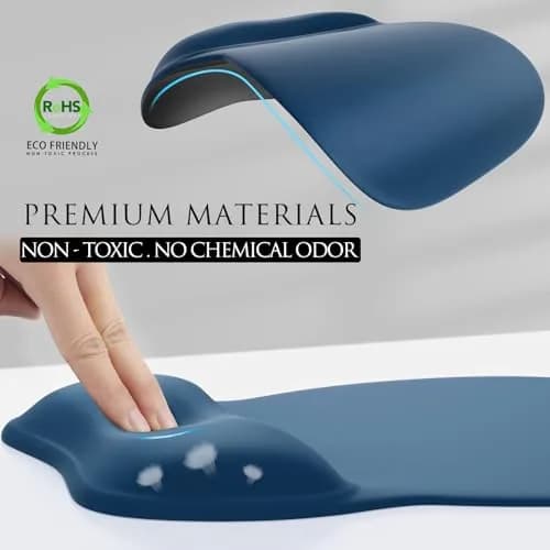 MROCO Ergonomic Mouse Pad with Gel Wrist Rest, 24cm x 20.5cm (9.4 x 8.1 in) | Smooth Lycra Surface & Non-Slip Base thumbnail 3